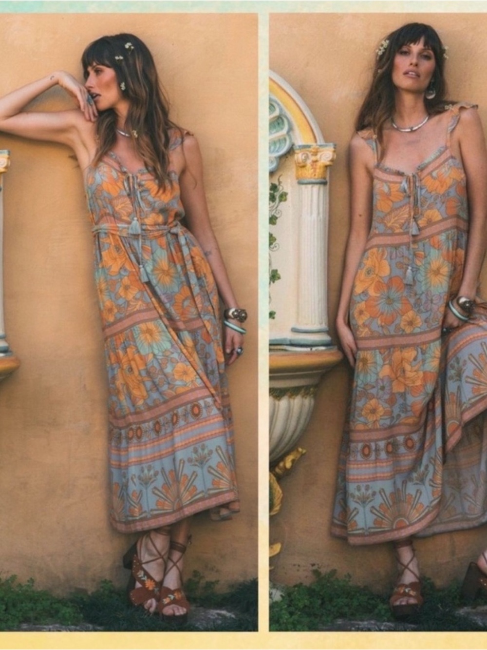 Nine Lives Bazaar Fleur in Pacific Midi-Maxi Dress